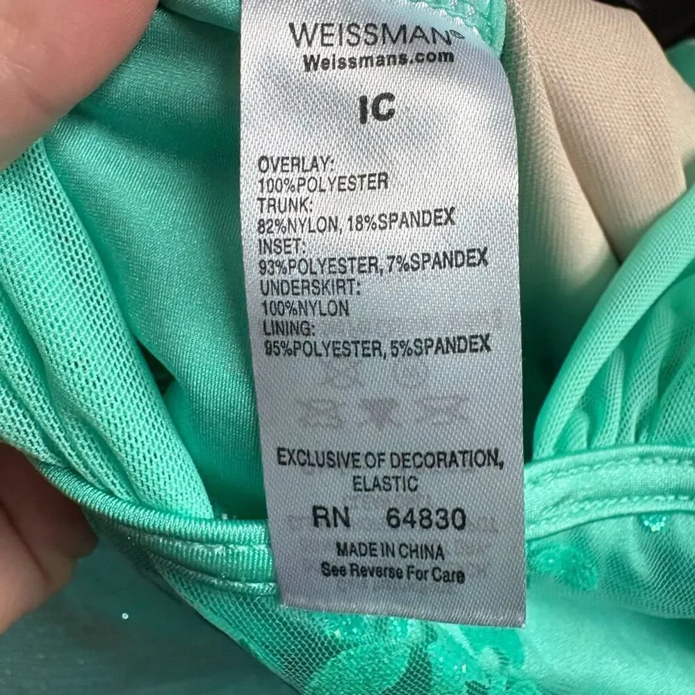 Weissman LC 13557 Turquoise Green Dance Costume Ballet Tutu Floral Mermaid